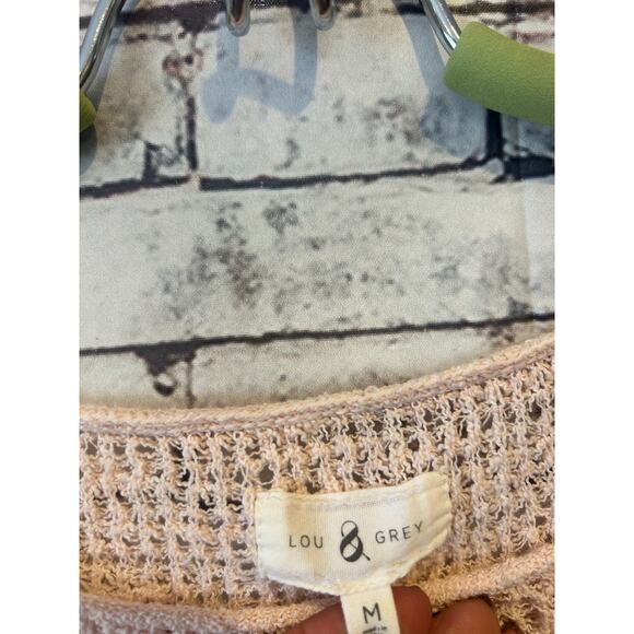 Lou and Grey pink sweater open knit 3/4 sleeve women's size medium - Picture 4 of 5